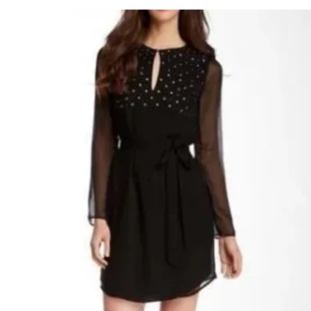 DVF Embellished Black Silk Dress M